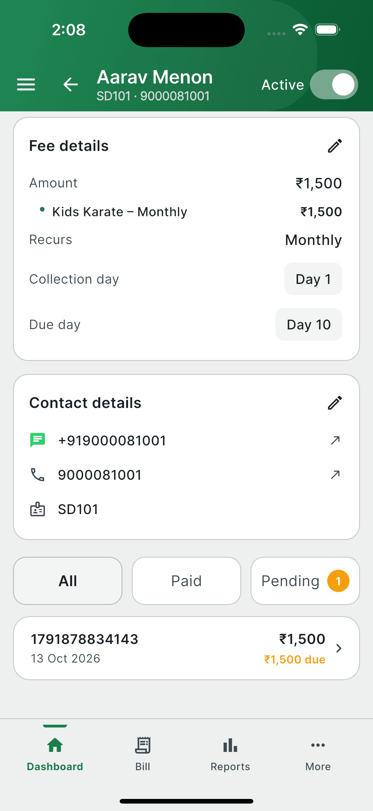 student details