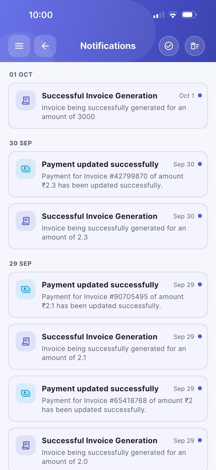 Tukzo Customer App receipt detail with itemised view