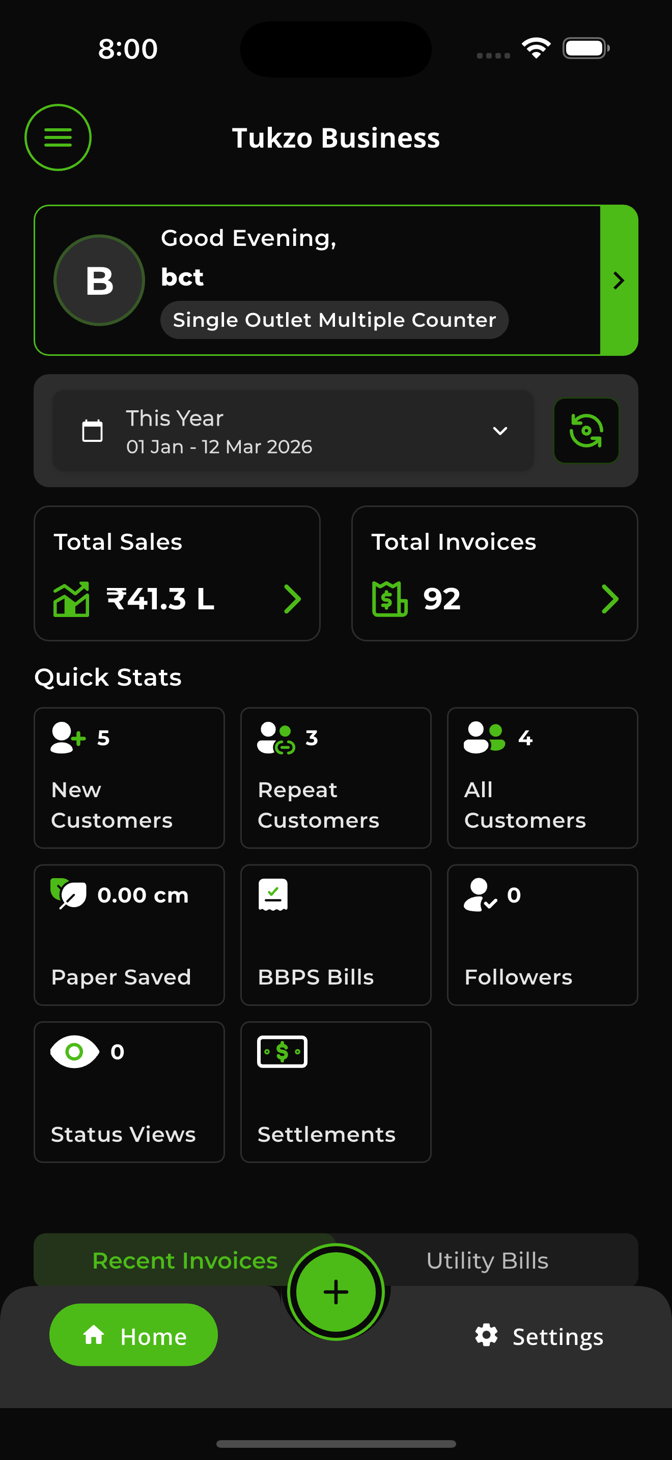 Tukzo Business Dashboard — real-time revenue tracking, invoice management, and analytics